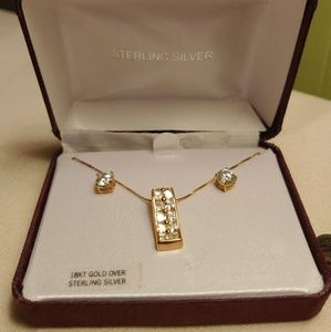 Necklace and earrings set 18k over sterling
